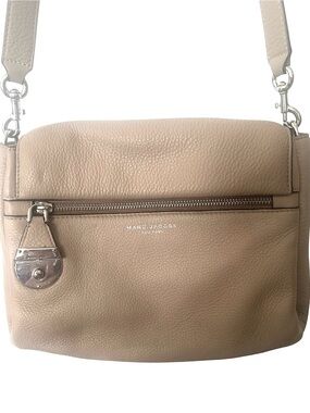 Marc Jacobs Taupe Pebbled Leather Crossbody Purse with Silver Hardware